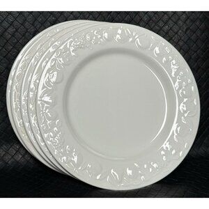 Windsor Browne 9 Inch White Embossed Fruit Pattern Dinner Plate Italy Set Of 5
